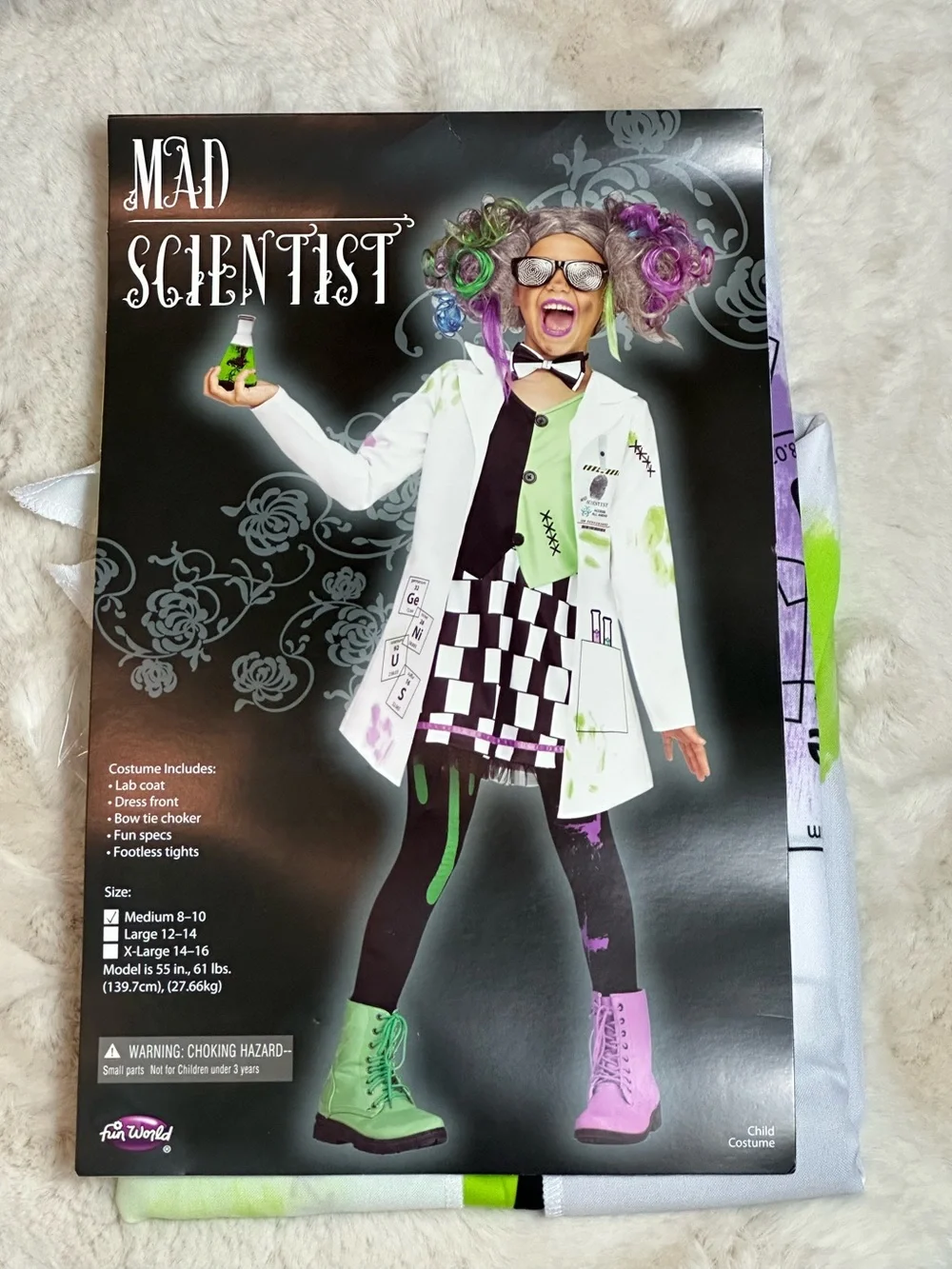 Mad Scientist Kids Costume Medium 8-10